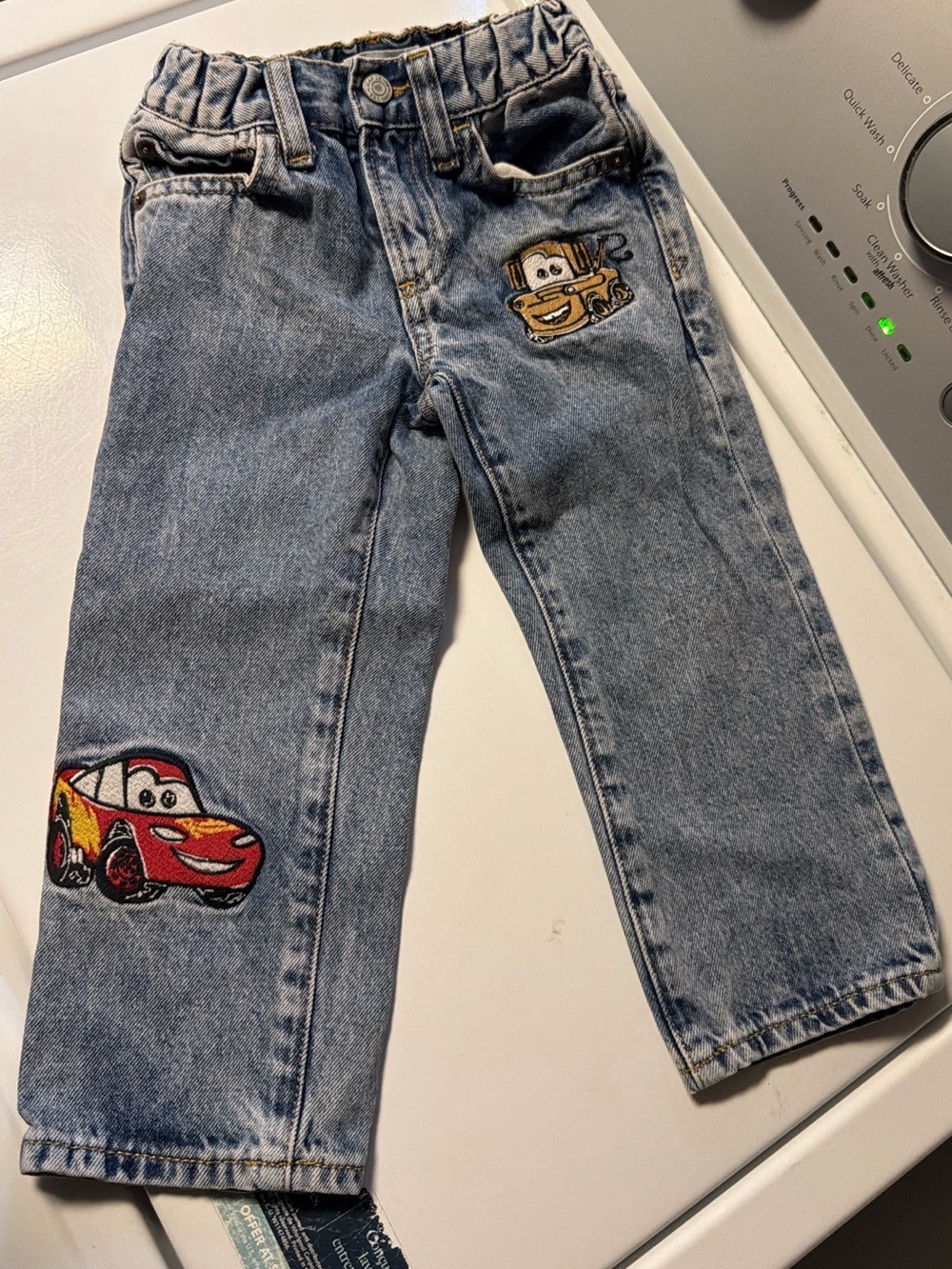 GAP Light Blue Denim Jeans with Red & Yellow Car Patches